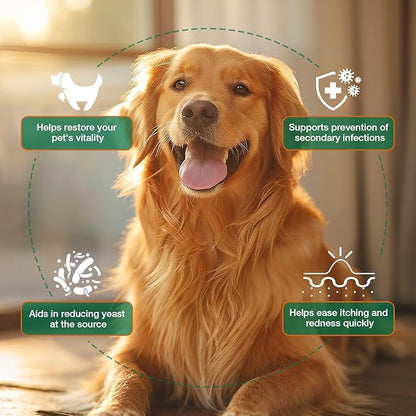 Yeast Infection Treatment for Dogs & Cats - Dog Ear & Skin Itch Relief - Supports Immune Health with Multivitamins Probiotics, 2 fl oz