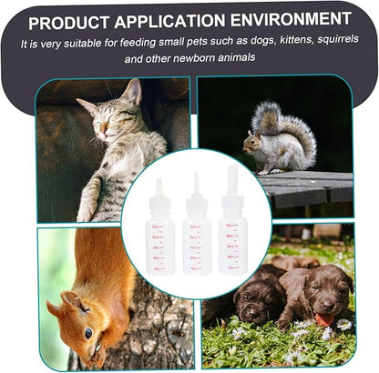 Angoily Nursh Bottle Replacement 3pcs Kitten Bottles for Nursing Portable Milk Bottles Scale Feeder Bottles for Baby Pets Rabbit Accessory