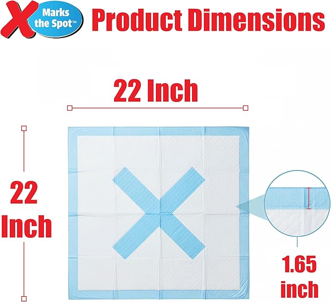 SPOT X Marks The Spot Puppy Training Pads – Extra Absorbent, Adhesive Strips, Pheromone-Enhanced Attractant for Potty Training, 22" x 22", 30-Pack
