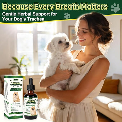 Trachea Cough Elixir, Collapsed Trachea Support for Dogs, Tracheal & Respiratory Airway Liquid, Dog Cough Relief Drops for Small Breeds, Natural Herbal Formula 2 fl oz Chicken Flavor
