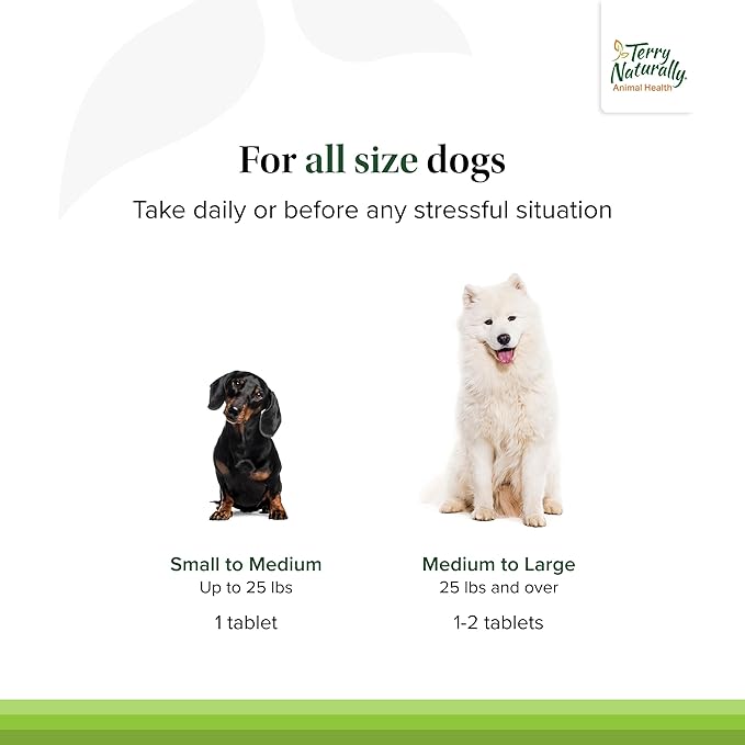 Terry Naturally Animal Health Calming Formula - 119 mg Echinacea Angustifolia, 45 Tablets - Promotes Calm & Relaxation for Dogs - Non-GMO, for Canines Only - 45 Servings