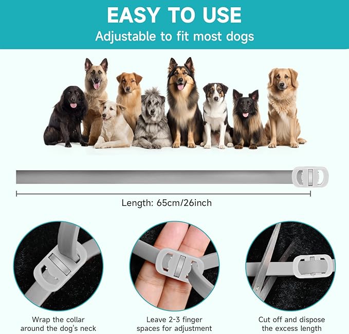 Flea and Tick Prevention for Dogs, 4 Pack Flea Collar for Dogs, Dog Flea and Tick Treatment, 32 Months Protection, Waterproof, Adjustable Collar for Dog, One Size Fits All for All Breeds, Grey