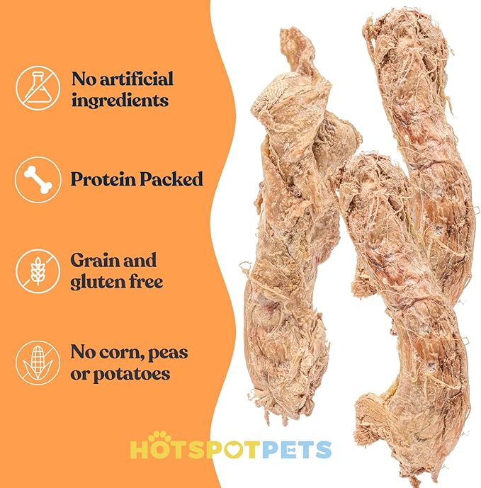 hotspot pets Freeze Dried Chicken Neck Treats for Cats & Dogs - Made in USA, 1lb Big Bag, Single Ingredient All Natural Grain-Free, Crunchy, Perfect for Training, Topper or Snack