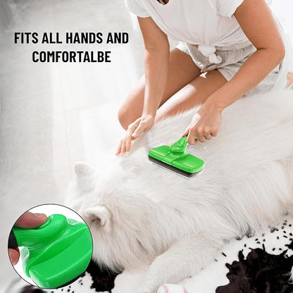 Complete Professional Pet Grooming Kit with Pet Hair Removal Tool brush Gloves, Self-Cleaning Slicker Brush, and Pro Grooming Dog Brush Deshedder Comb to Reduce Shedding (Green)