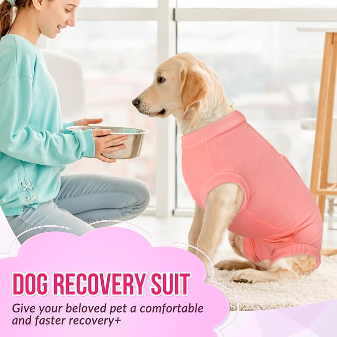 SlowTon Dog Recovery Suit - Surgery Recovery Suit for Female Male Dogs, Dog Onesie After Spay Abdominal Wounds, E-Collar Cone Alternative Prevent Licking Pet Surgical Suit(Light Pink,S)