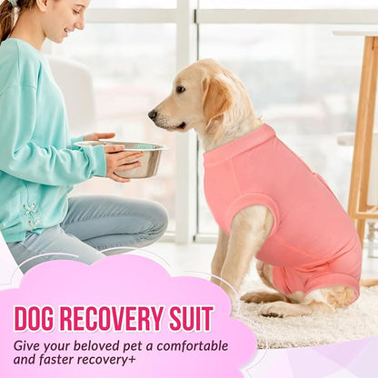 SlowTon Dog Recovery Suit - Surgery Recovery Suit for Female Male Dogs, Dog Onesie After Spay Abdominal Wounds, Prevent Licking E-Collar Cone Alternative Pet Surgical Suit(Pink,M)