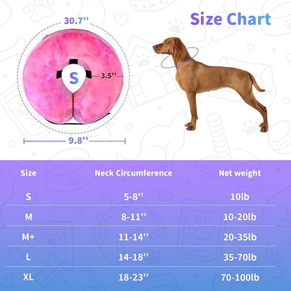 Dog Cone, Y-blue Cone Collar Inflatable Dog Neck Collar Recovery E-Collar Alternative, Cat Donut Collar After Surgery for Dogs and Cats(Rose Purple, S)