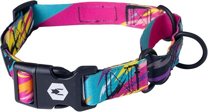 Wolfgang Heavy Duty Martingale Dog Collar with Quick Release Nylon Buckle for Walking & Training, FuzzyTails Print, Large