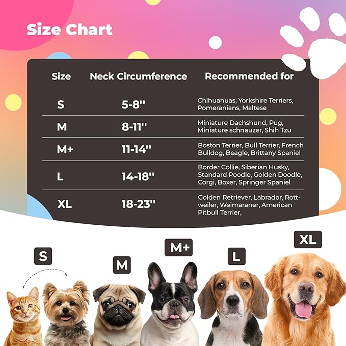 Dog Cone, Uadonile Inflatable Cone Collar for Dogs and Cats, Dog Neck Collar Recovery E-Collar Alternative After Surgery, Elizabethan Collar for Dogs Recovery(Tie-dye Pink Blue, M)