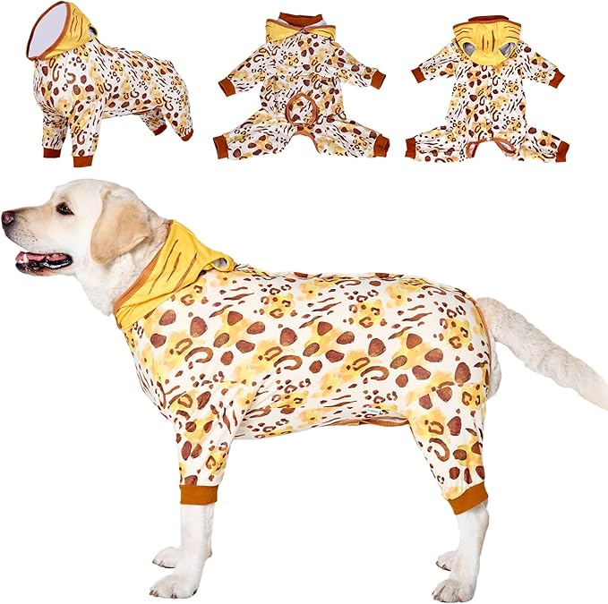 LovinPet Dog Recovery Suit for Large Medium Dogs - Dog's Bodysuit Wound Protective Surgical,E-Collar Alternative Recovery Bodysuit for Abdominal Wounds After Surgery Anti-Licking,Tiger,Yellow,M