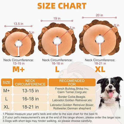 KOOLTAIL Inflatable Dog Cone Collar, Soft Donut E Collar for Dogs After Surgery to Stop Licking Enhanced Alternative, Blow Up Pet Neck Pillow Recovery Adjustable Cone for Dog Cat, Upgrade Size, Lion M