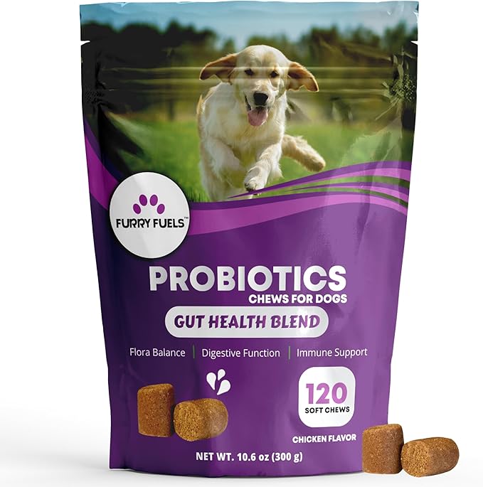 Dog Probiotics for Digestive Health - 120 Dog Chews - Probiotics for Dogs - Dog Probiotics for Yeast, Itchy Skin and Itchy Ears, Yeast Infection Treatment for Dogs - Flora Balance, Immune Support