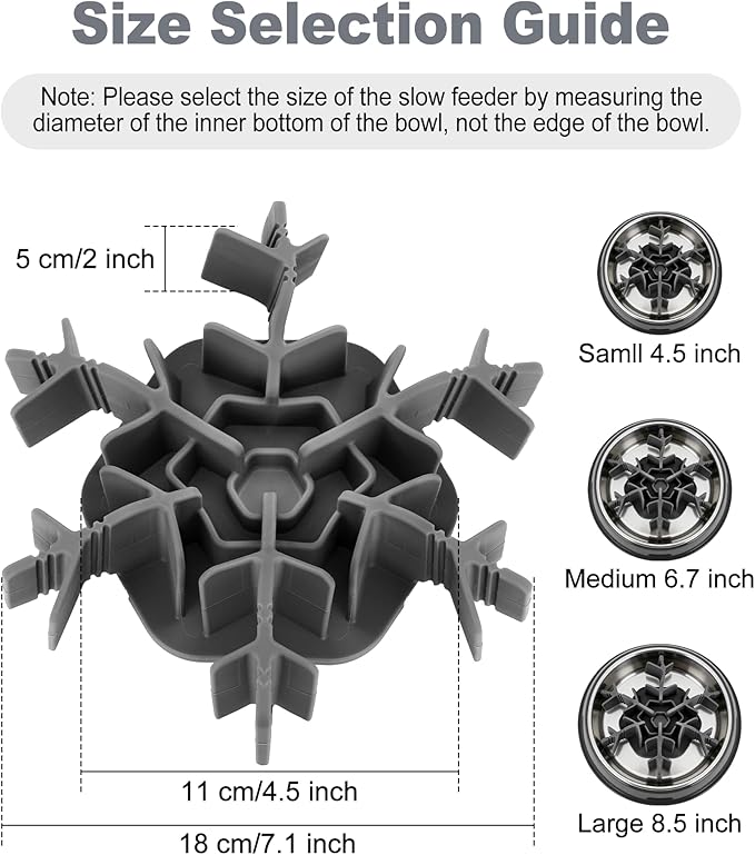 Slow Feeder Insert for Dog Bowl, Mabnuby 100% Food-Grade Silicone Slow Feeder Insert Fits Large Medium Small Size Dogs, Compatible with Regular & Elevated Bowls, Helps Prevent Digestive Issues, Gray