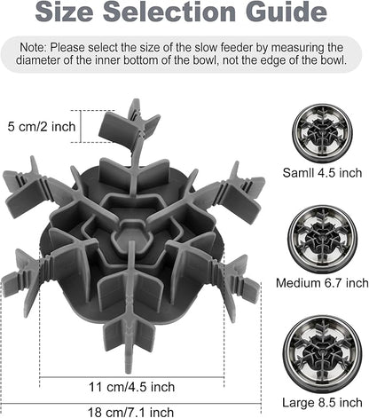 Slow Feeder Insert for Dog Bowl, Mabnuby 100% Food-Grade Silicone Slow Feeder Insert Fits Large Medium Small Size Dogs, Compatible with Regular & Elevated Bowls, Helps Prevent Digestive Issues, Gray