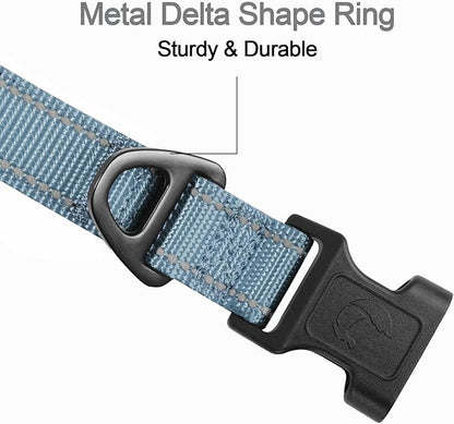 Joytale Reflective Dog Collar, Soft Neoprene Padded, Metal D-Ring, Nylon Pet Collar Adjustable for Small Dogs, Gray, S