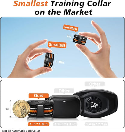 Tiniest Dog Shock Collar, Lightest Dog Training Collar with Remote for Small Dogs 5-30lbs & Medium Large Dogs/Puppies, Waterproof, Rechargeable, 1300ft Range (Orange&Ultra Tiny)