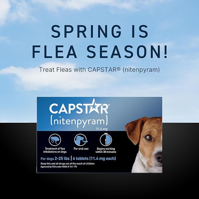 Capstar (Nitenpyram) Fast-Acting Oral Flea Treatment for Dogs 2-25 Lbs, Vet-Recommended Medication Tablets, Flea Tablets for Dogs Start Killing in 30 Minutes, 6 Doses
