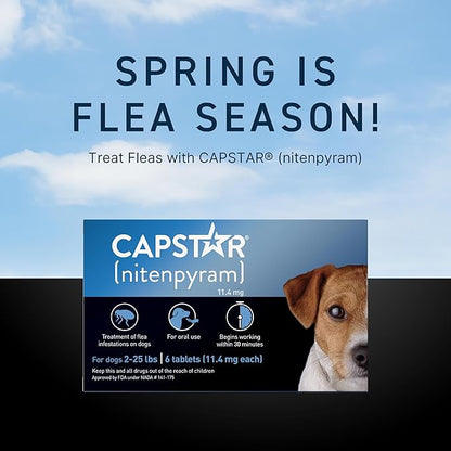 Capstar (Nitenpyram) Fast-Acting Oral Flea Treatment for Dogs 2-25 Lbs, Vet-Recommended Medication Tablets, Flea Tablets for Dogs Start Killing in 30 Minutes, 6 Doses