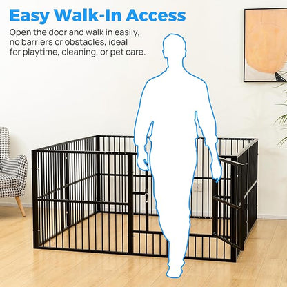 Dog Playpen - 32" Height Dog Pen, Heavy Duty Puppy Pen with Door, Safe & Sturdy, Easy Assemble for Indoor/Outdoor Pet Playpen