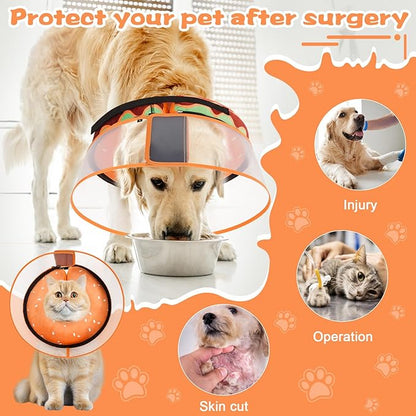 Inflatable Dog Cone Collar with Detachable Enhanced Anti-Licking Shield, Soft Neck Donut Collar for Dogs After Surgery, Adjustable Dog Cone Alternative for Large Medium Small Dogs & Cats