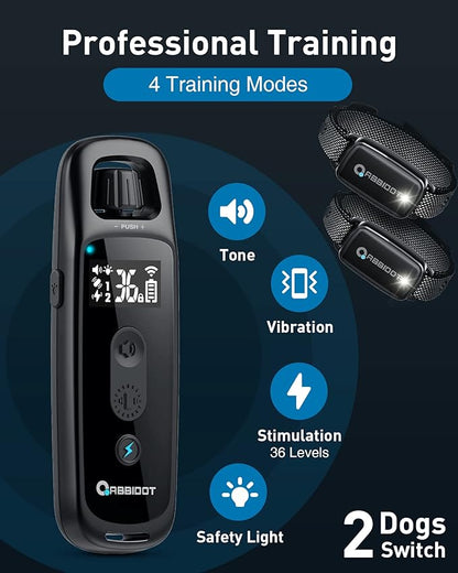 ABBIDOT Shock Collar for Dogs, 3300 FT Dog Training Collar with Remote, IPX7 Waterproof with 4 Training Modes, Rechargeable E-Collar for Small Medium Large Dogs (15-120 lbs)