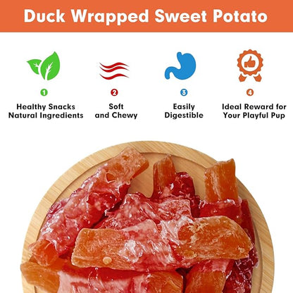 MON2SUN Dog Treats, Duck Wrapped Sweet Potato, High Protein, Low Fat, No Rawhide, Easy to Digest, Suitable, 25 oz