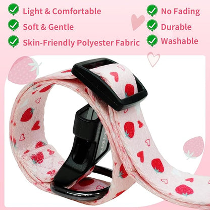 Kazazoo Dog Collar Cute and Soft Nylon Puppy Collar Girl, Adjustable Dog Collars for Medium Large Dogs, Strawberry-L