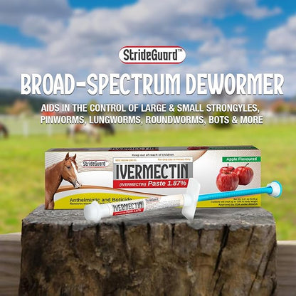 Horse Ivermectin Paste 1.87% – Apple Flavored Oral Horse Dewormer Syringe – 6.08g Tube Treats Horses Up to 1250 LB [Pack-24]
