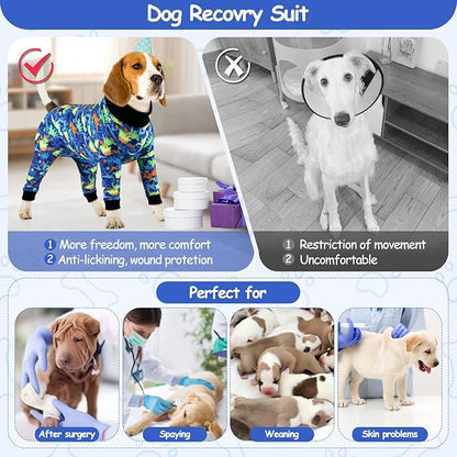 Etdane Dog Onesie Surgery Recovery Suit for Female Male Dogs After Spayed Suit Surgical Recovery Suit Anti Shedding Body Suit for Small Medium Large Dog Dinosaurs/Small