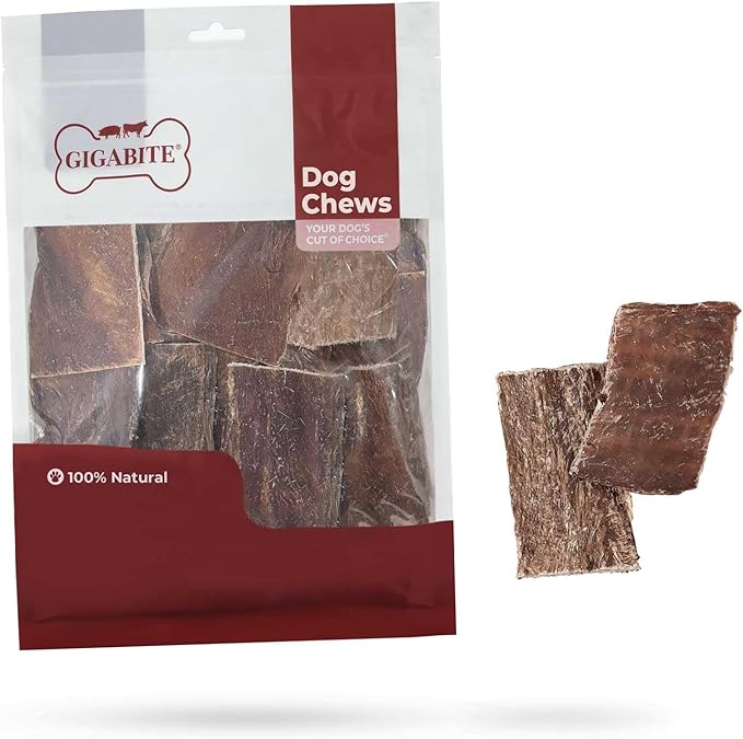 GigaBite Beef Esophagus Dog Treats - Natural Gullet Sticks for Dogs, High Protein Single Ingredient Dog Chews, Rawhide Free Dental Dog Treats for All Dog Breeds - Strips Taffy, 1 Pound