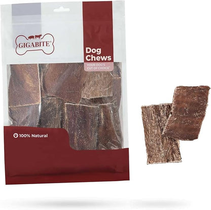 GigaBite Beef Esophagus Dog Treats - Natural Gullet Sticks for Dogs, High Protein Single Ingredient Dog Chews, Rawhide Free Dental Dog Treats for All Dog Breeds - Strips Taffy, 1 Pound