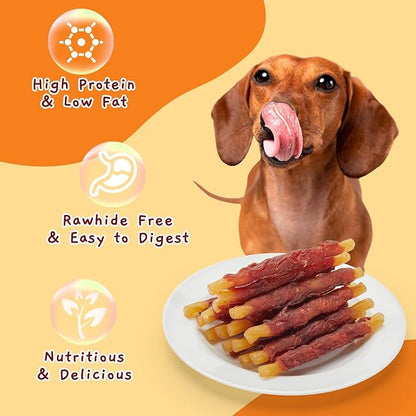 Jungle Calling Duck Wrapped Cod Sticks Dog Treats, Rawhide Free Training Rewards Snacks for Dogs, Natural Chewy Sticks Treats, 10.6oz (Pack of 2)
