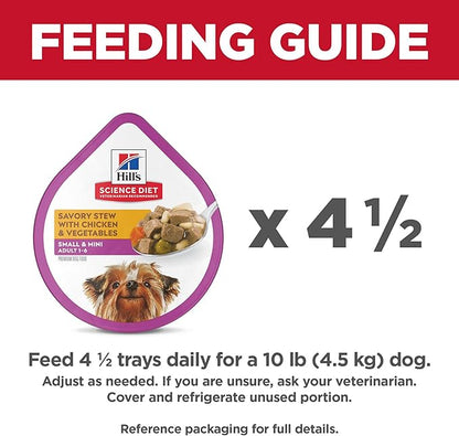 Hill's Science Diet Adult 1-6 Small & Mini Wet Dog Food, Chicken & Vegetables, 3.5 oz. Trays, 12-Pack