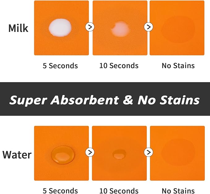HotLive Dog Food Mat - Absorbent Cat Mat for Food and Water, No Stains Pet Feeding Bowl Mat, Easy to Clean Pet Placemats, Quick Dry Dog Water Dispenser Mat for Messy Drinkers | Orange 24"x36"