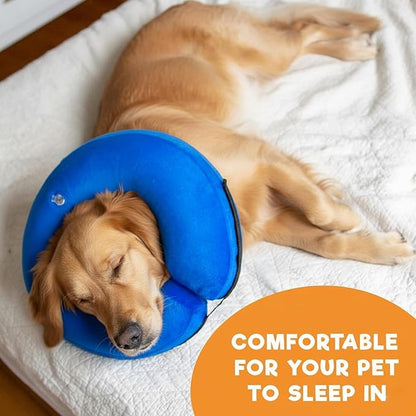 Inflatable Dog Cone Collar Alternative, Soft Dog Cone for Medium Large Dogs and Cats,Pet Neck Recovery ECollar Donut Collar After Surgery (Blue, XL)