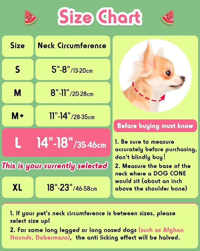 Inflatable Dog Pillow Cone Collar After Surgery, Donut Soft Neck Cone for Husky Border Collie Large Dogs, etc, Recovery E Collar to Stop Licking Watermelon