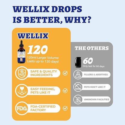 Wellix 120ml Yeast Infection Treatment for Dogs & Cats - Supports Itch,Allergy,Inflammation Relief & Immune Health - Natural Dog Ear Yeast Infection Treatment - Salmon Flavor