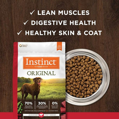 Instinct Original Dry Dog Food, Raw Coated Kibble, High Protein, Grain Free Recipe - Real Beef, 20 lb. Bag