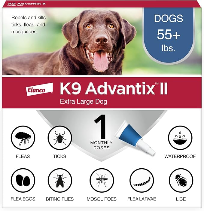 K9 Advantix II XL Dog Vet-Recommended Flea, Tick & Mosquito Treatment & Prevention | Dogs Over 55 lbs. | 1-Mo Supply