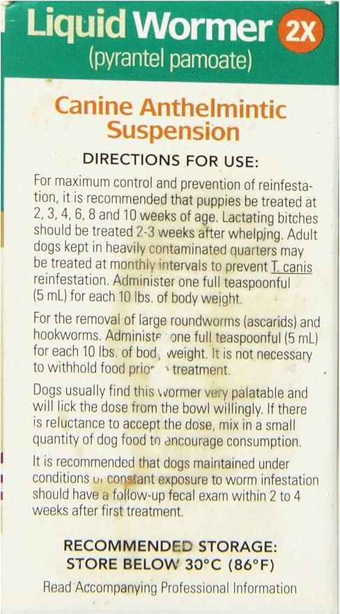 Durvet 2X Liquid Wormer, 2 oz, for Puppies and Adult Dogs - Pack of 2