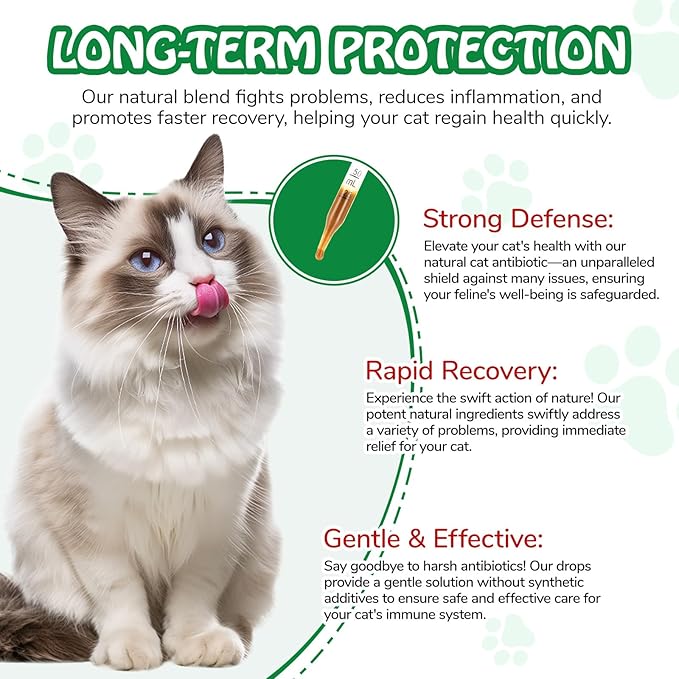 Antibiotics for Cats, Cat Antibiotics for Infections, Supports Immune & Cats Allergy Itch Relief, Health Supplies cat UTI Cat Multivitamin, 60ML