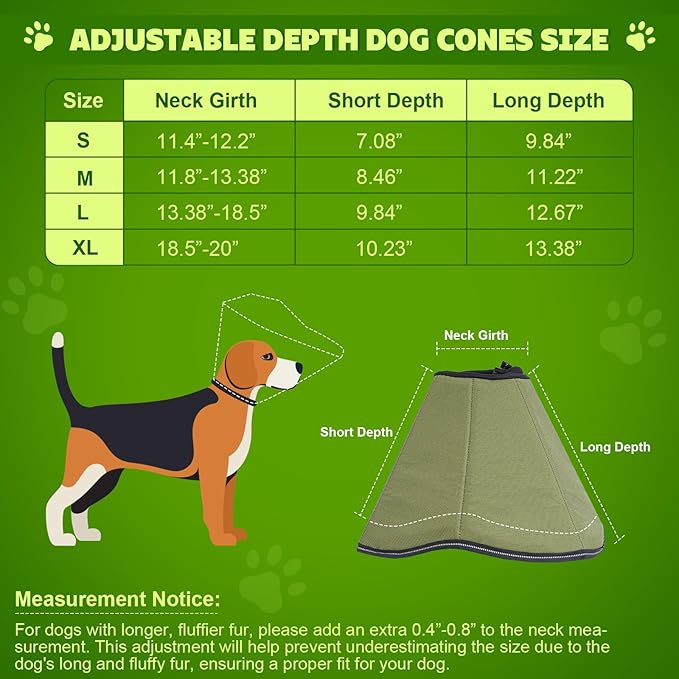 Soft Dog Cone After Surgery: Recovery Collar for Dogs to Stop Licking - Fabric Head Cones for Pet Adjustable Neck Elizabethan Alternative Fits Large Medium Breed