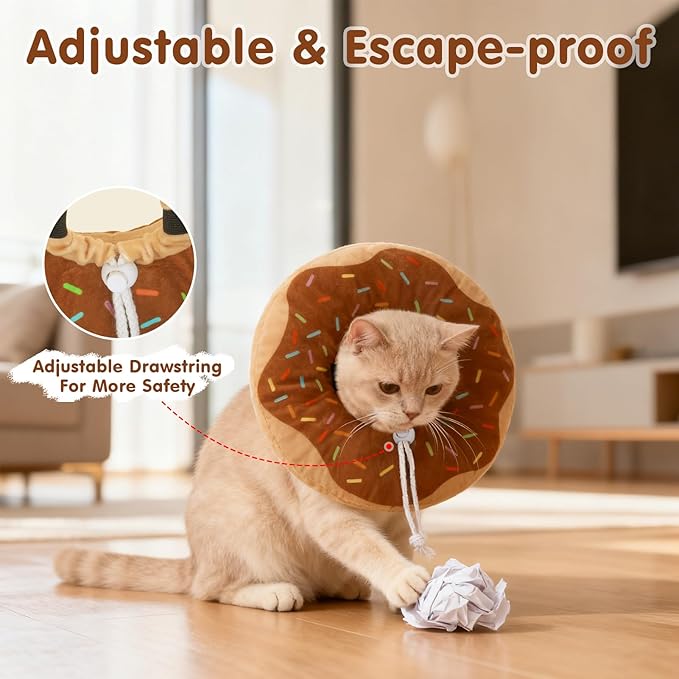 BEAUTYZOO Cat Cone Collars Soft, Cat Recovery E Collars After Surgery to Stop Licking, Adjustable Elizabeth Circle Collar Cute Pet Donut Pillow for Cats Kitten Small Dogs