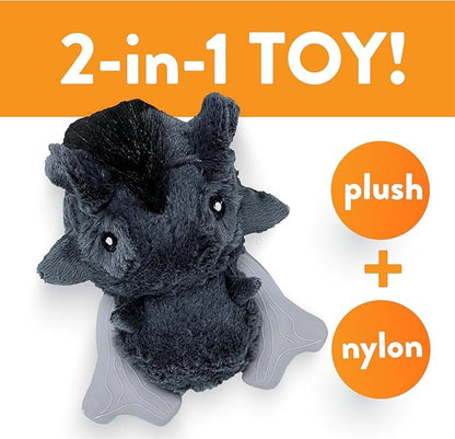 Spunky pup Knucklehead Durable Dog Toy - 2-in-1 Plush & Chew Toy for Aggressive Chewers, Chicken-Flavored Dental Chew, Durable Double-Stitched Squeaker- Warthog