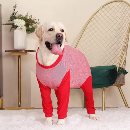 Yeapeeto Dog Onesie Surgery Recovery Suit for Large Medium Bodysuit Dogs Pajamas PJS Full Body for Shedding, Prevent Licking, Wound Protection, Cone Alternative (4X-Large (Pack of 1), Red)