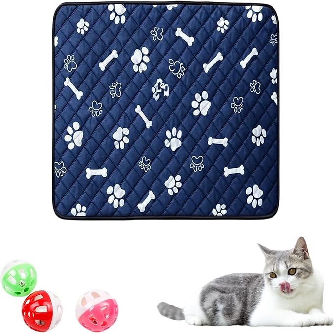 Puppy Pad with Pheromones, Training Pads for Dogs, 30x30cm Blue Bone Design, Includes 3 Random Color Bell Balls, Ideal for Puppy Potty Training, Senior Pet Care, and Travel