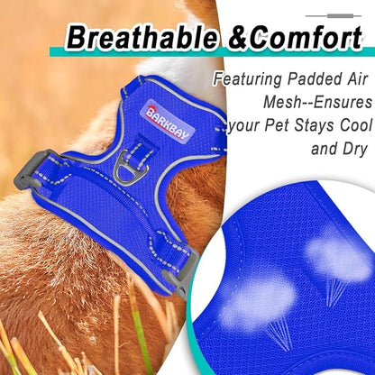 BARKBAY Dog Harness No Pull Mesh for Small Dogs - Adjustable, Reflective, Comfortable, No Choke, Heavy-Duty - Perfect for Outdoor Training, Walking, and Hiking-Strong&Durable- XS & Sapphire Blue Mesh