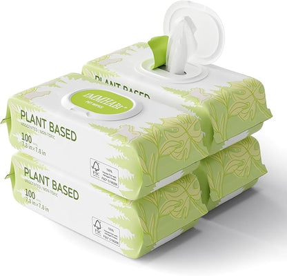 IMMHABI 400 Unscented Pet Wipes for Paws and Butt Plant Based Hypoallergenic Pets Cleansing & Deodorizing Anal Gland Hygienic Puppy Wipes for Dogs