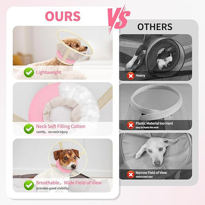 Soft Dog Cone Collar to Stop Licking-Adjustable Comfortable Mesh Recovery Collars After Surgery for Small or Miniature Dogs, Alternative to Plastic Elizabethan Collar for Neuter Incision Care (Pink,L)