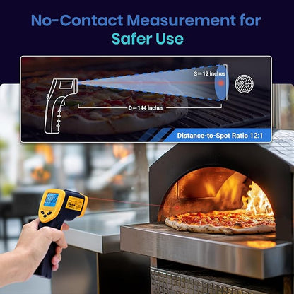 Etekcity Infrared Thermometer Laser Temperature Gun 1080, -58°F~ 1130°F for Meat Food Candy Pizza Oven, Heat Gun for Cooking, Kitchen, Fridge, Reptile, BBQ, HAVC, Adjustable Emissivity & Max Measure